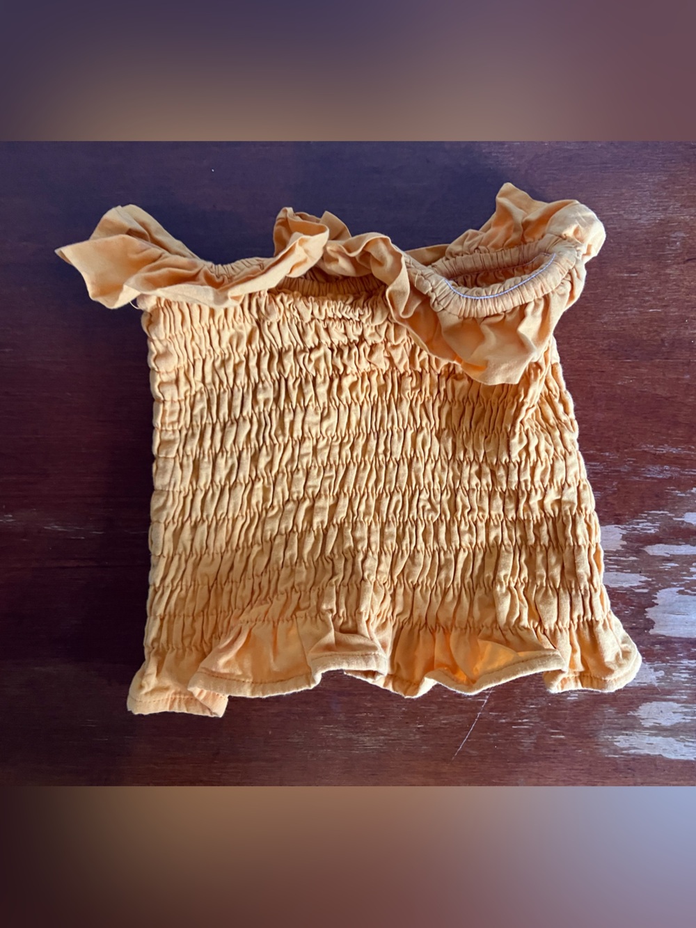 Smocked Ruffle Crop Top in Mustard Yellow
